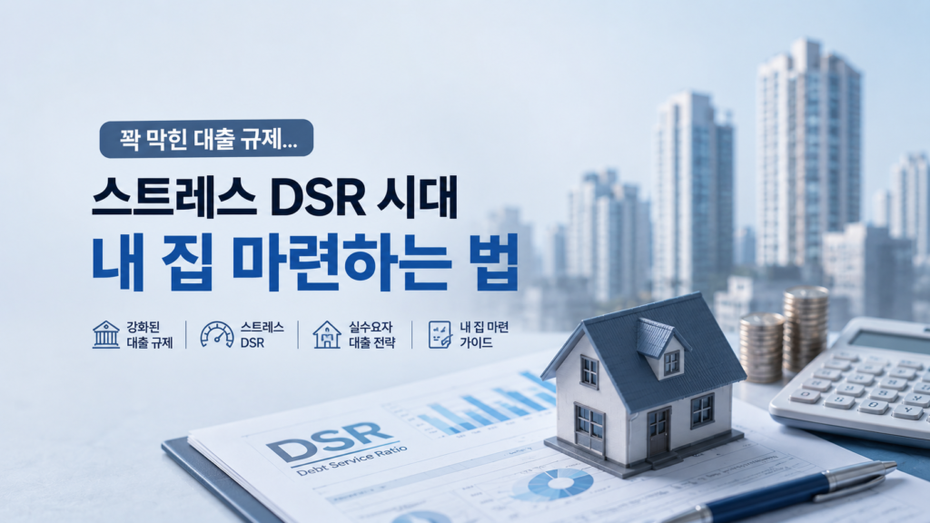 '스트레스 DSR 시대 잔금 마련 법' 타이포그래피가 세련되게 결합된 Life Money Lab의 부동산 칼럼 요약 이미지