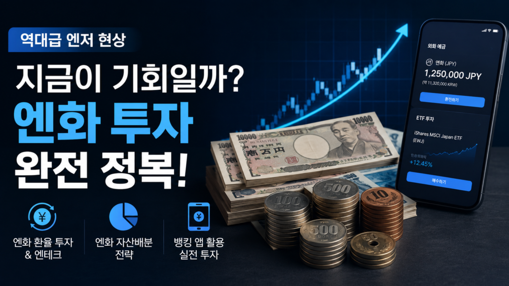 역대급 엔저 현상에 따른 엔화 환율 투자 및 엔테크 자산배분,뱅킹 앱을 활용한 실전 외화 예금 및 엔화 ETF 분할 매수 투자 이미지